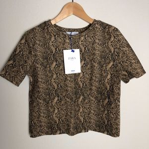 NWT Zara Snakeskin print shortsleeve top